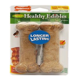 Nylabone Healthy Edibles AllNatural Long Lasting Bacon Flavor Chew Treats 2 count, 1ea/Wolf  Up To 35 lb