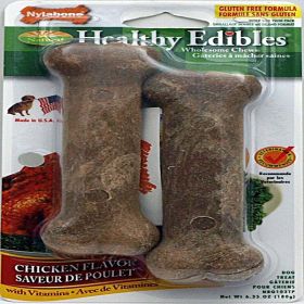 Nylabone Healthy Edibles All Natural Long Lasting Chicken Flavor Dog Chew Treats 2 Count; Chicken; 1ea-Medium-Wolf