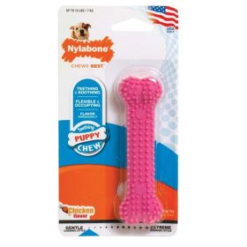 Nylabone Puppy Teething Soothing Flexible Chew Toy Pink Bone; Chicken; 1ea-XS-Petite 1 ct