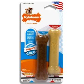 Nylabone Classic Puppy Chew Flavored Durable Dog Chew Toy Bones; 1ea-XS-Petite 2 ct