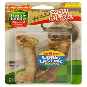 Nylabone Healthy Edibles WILD Natural Long Lasting Bison Flavor Dog Chew Treats Wild Bone; 1ea-Medium-Wolf 2 ct