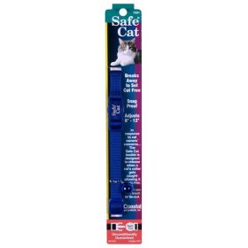 Safe Cat Adjustable Snag-Proof Nylon Breakaway Collar Blue 3-8 in x 8-12 in