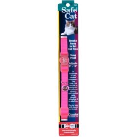 Safe Cat Adjustable Snag-Proof Nylon Breakaway Collar Neon Pink 3-8 in x 8-12 in