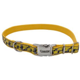 Ribbon Adjustable Nylon Dog Collar with Metal Buckle Yellow 5-8 in x 12-18 in