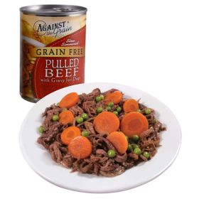 Against the Grain Hand Pulled Adult Wet Dog Food Beef w-Gravy 12oz. (Case of 12)