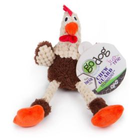 goDog Just For Me Skinny Rooster with Chew Guard Technology Tough Plush Dog Toy Brown