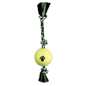 Mammoth Pet Products 3 Knot Tug Dog toy w-4in Tennis Ball 3 Knots Rope with Tennis Ball Multi-Color 24 in Large