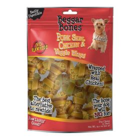 Savory Prime Beggar Bones Pork Skin; Chicken and Veggie Wraps Dog Treats 13.1 oz 21 Pack