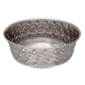 Loving Pets Diamond Plate Bowls with Non Skid Bottom Dog Dish Bowl Silver 1 Pint