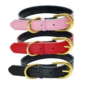 Genuine Leather Dog Collar; Wide Dog Collar; Soft Padded Breathable Adjustable Tactical Waterproof Pet Collar (colour: powder)